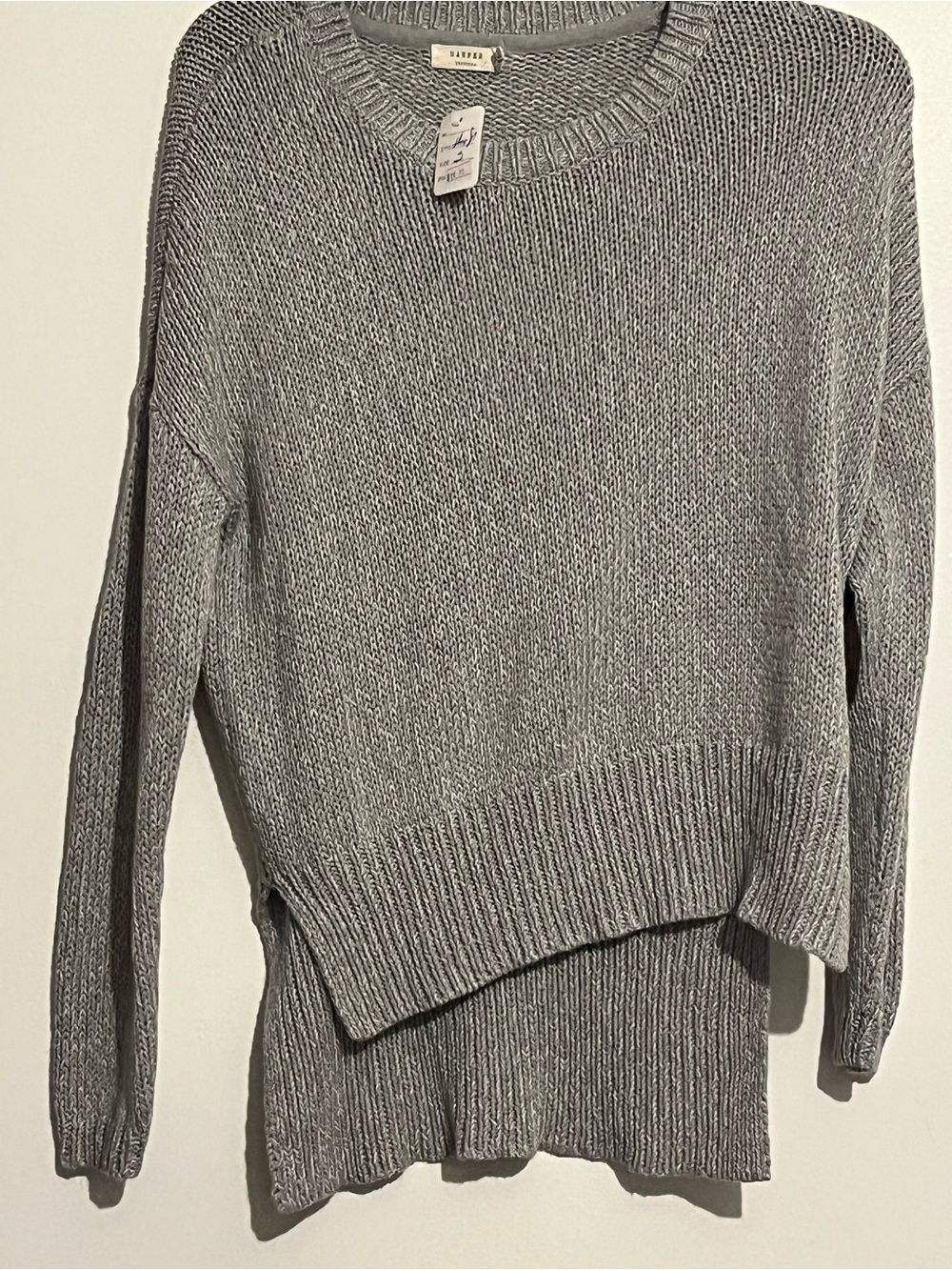 Halston Heritage Light Gray Ribbed Crewneck Sweater